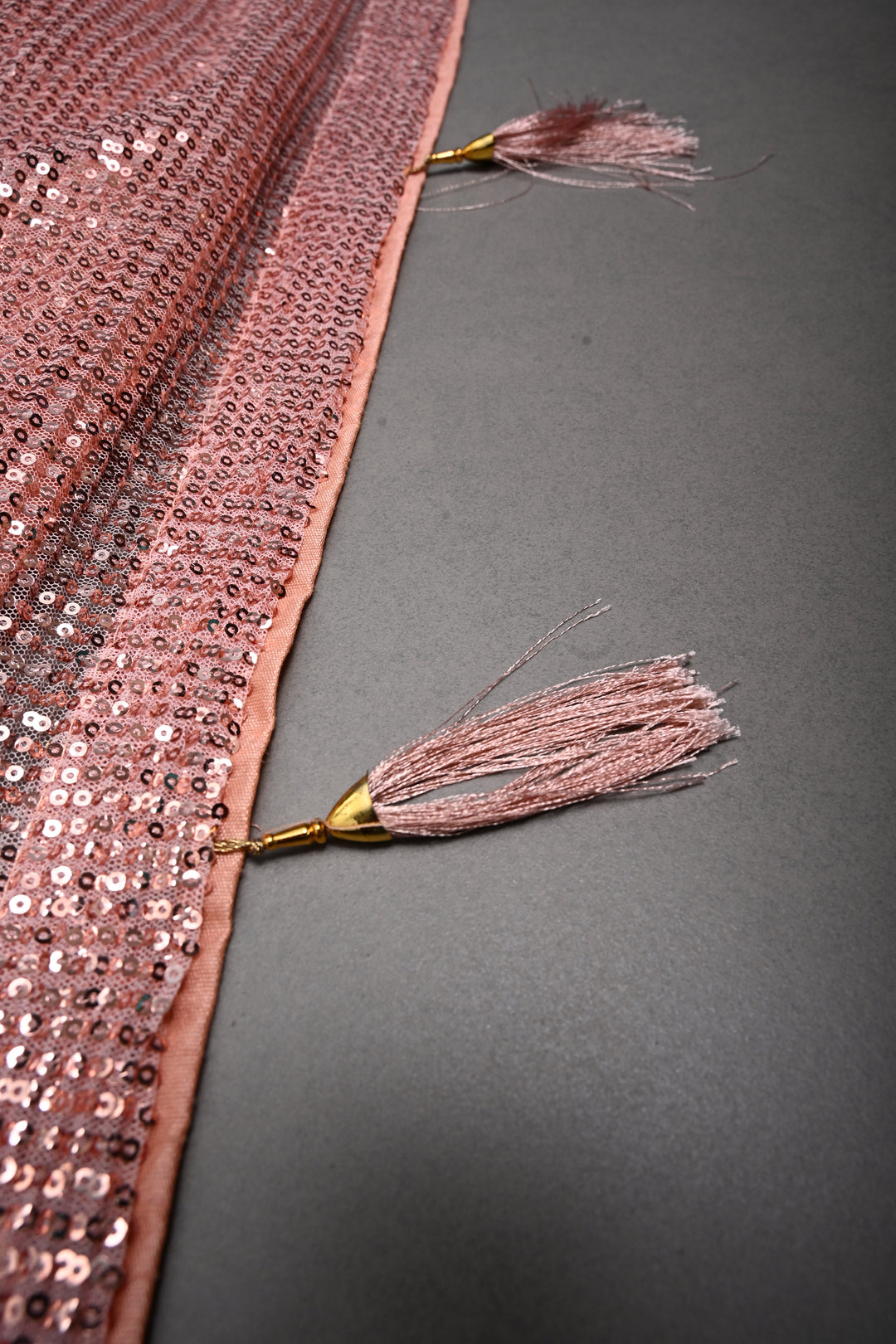 Salmon Pink Full Sequins Embellished on Net Partywear Saree | SHOBITAM