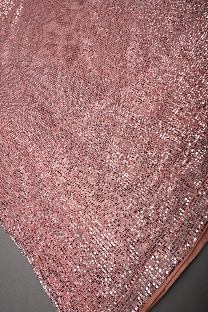 Salmon Pink Full Sequins Embellished on Net Partywear Saree | SHOBITAM