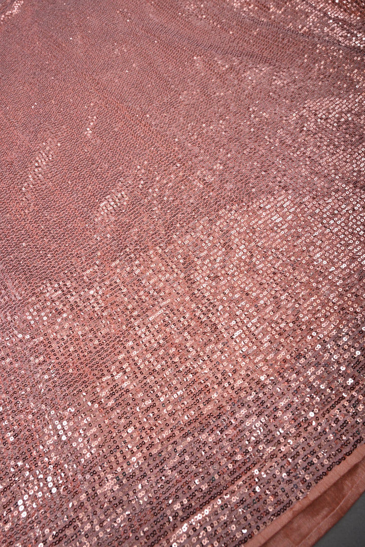 Salmon Pink Full Sequins Embellished on Net Partywear Saree | SHOBITAM