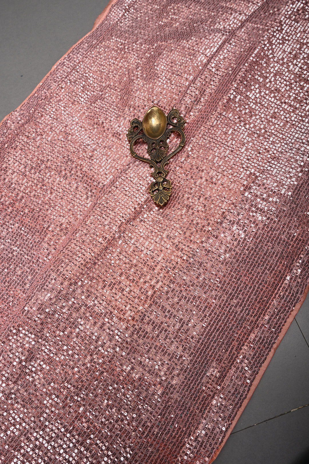 Salmon Pink Full Sequins Embellished on Net Partywear Saree | SHOBITAM