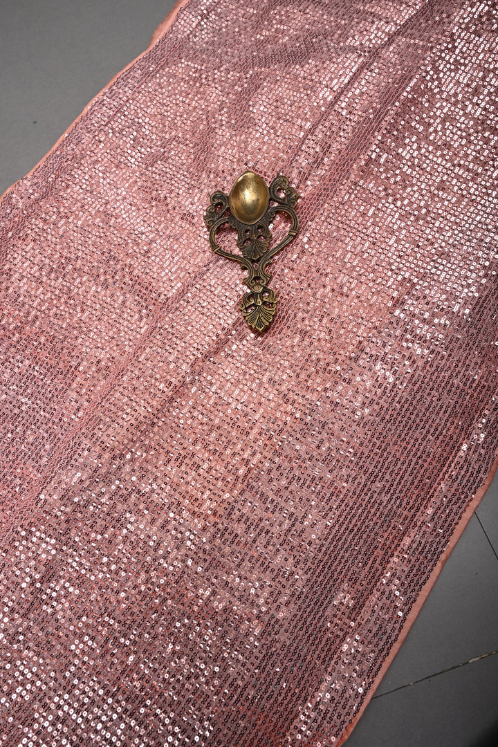 Salmon Pink Full Sequins Embellished on Net Partywear Saree | SHOBITAM