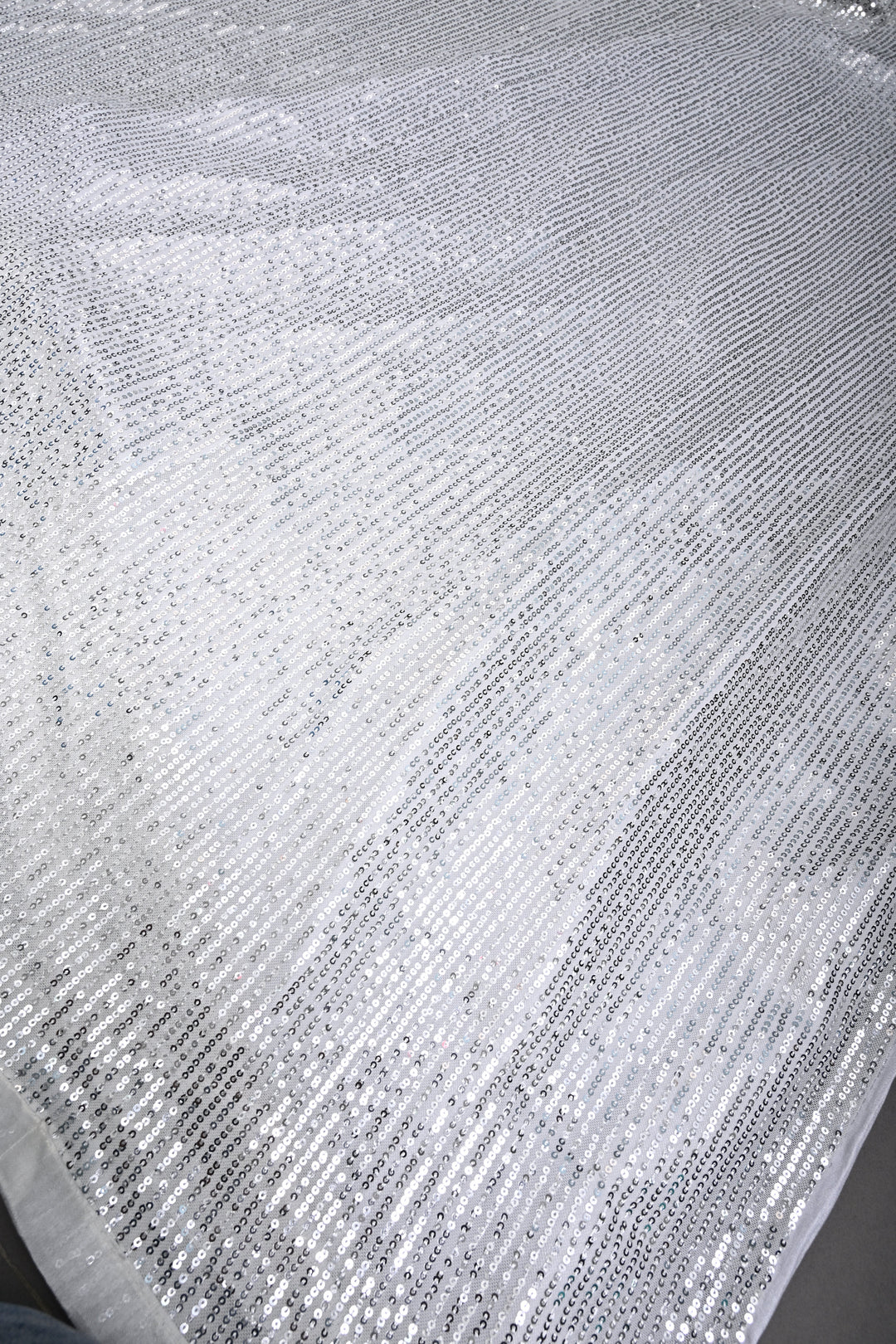 White Full Sequins Embellished on Net Partywear Saree | SHOBITAM