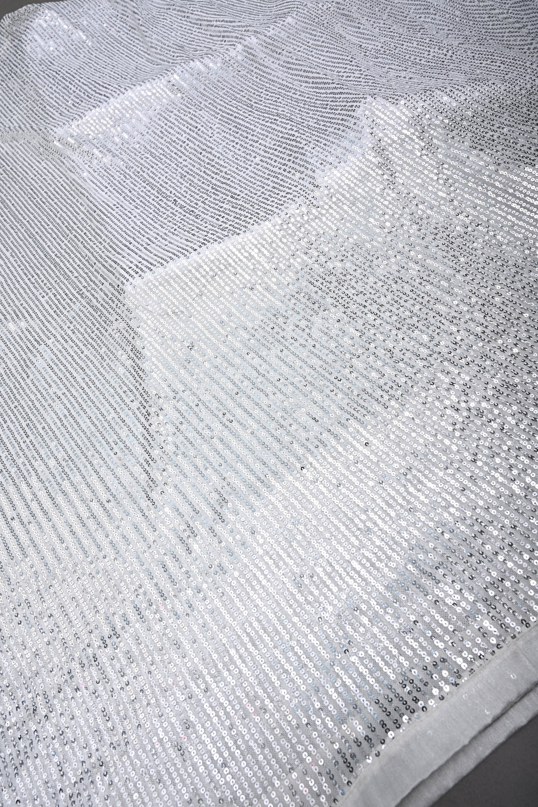 White Full Sequins Embellished on Net Partywear Saree | SHOBITAM
