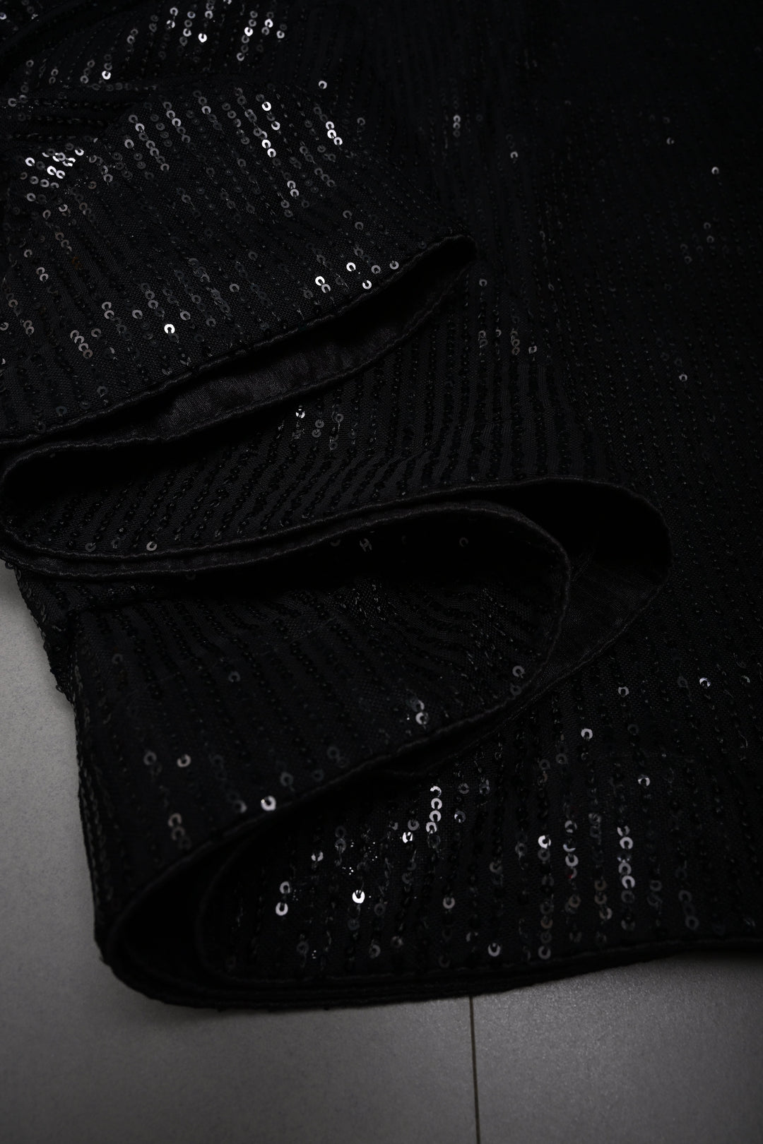 Black Full Sequins Embellished on Net Partywear Saree | SHOBITAM