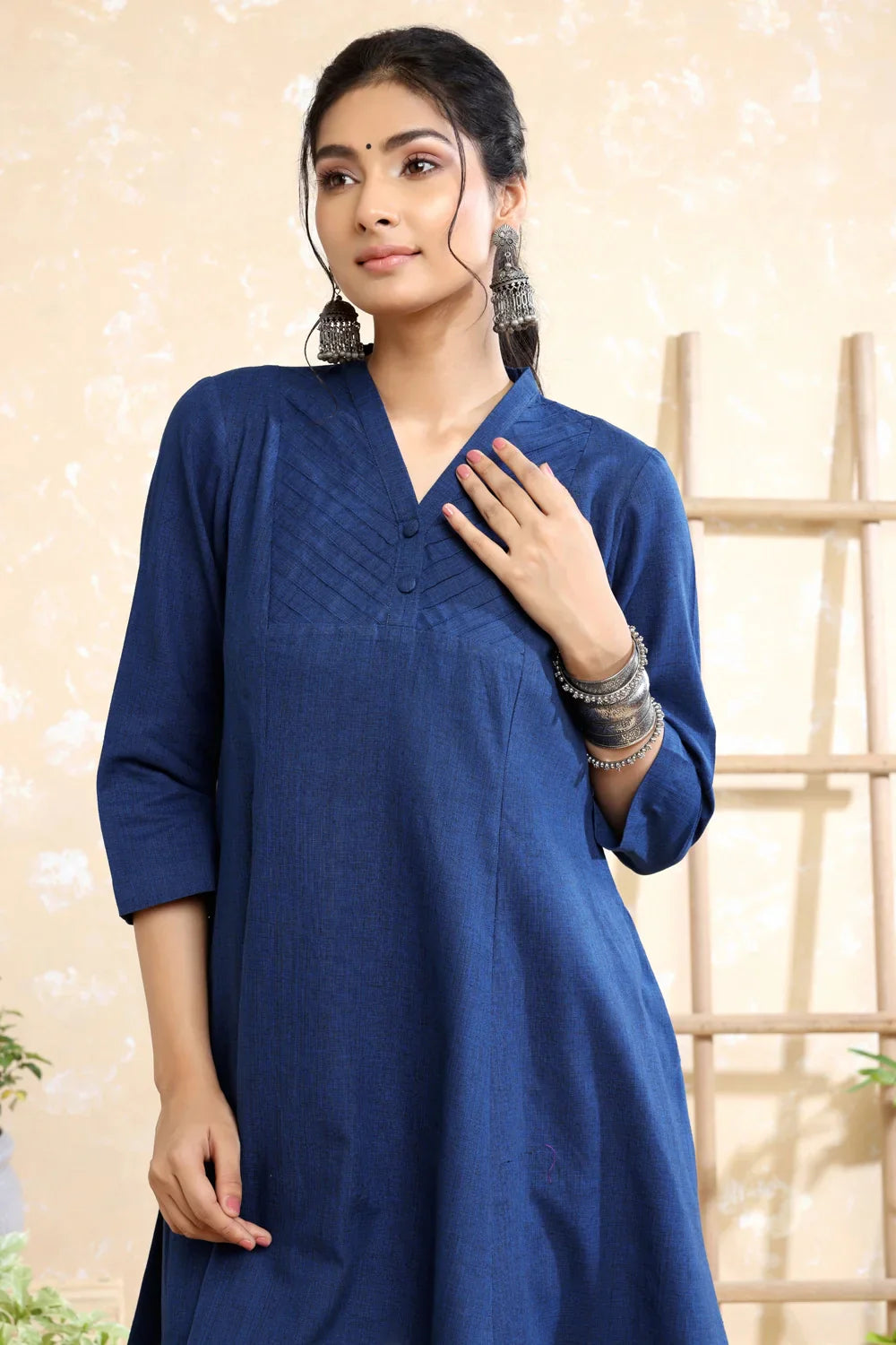 Navy Blue Khadi Co-ord Set | SHOBITAM