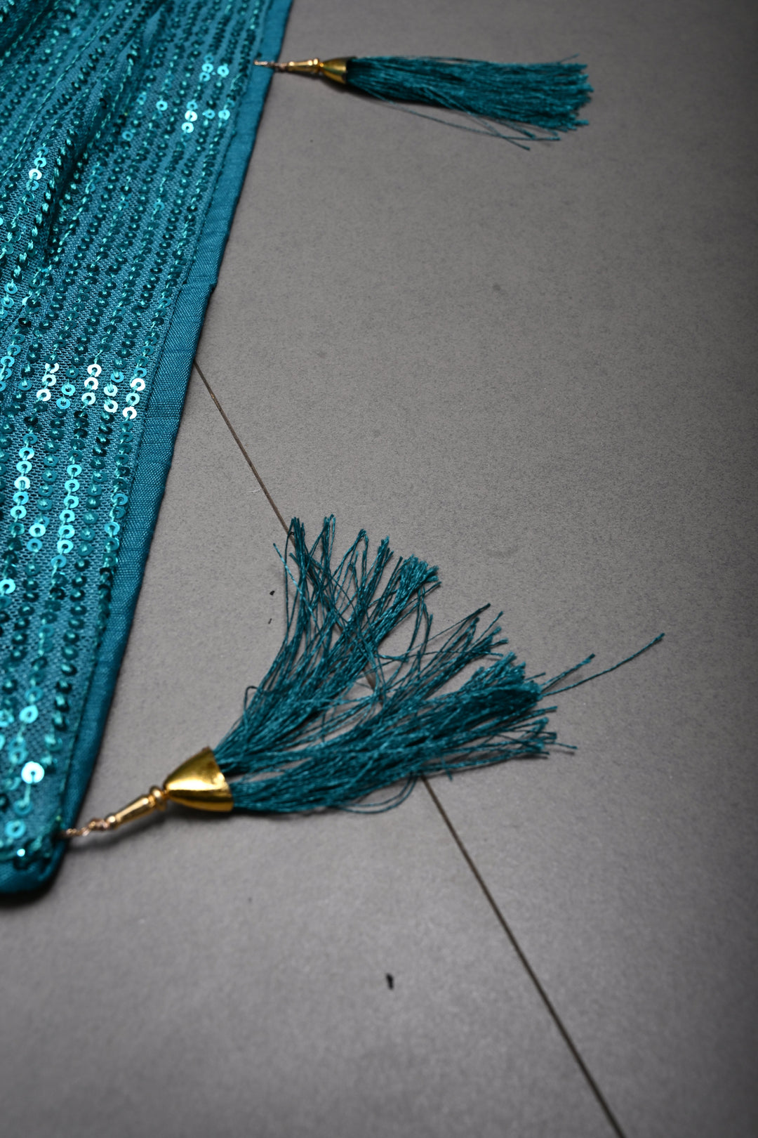 Teal Blue Full Sequins Embellished on Net Partywear Saree | SHOBITAM