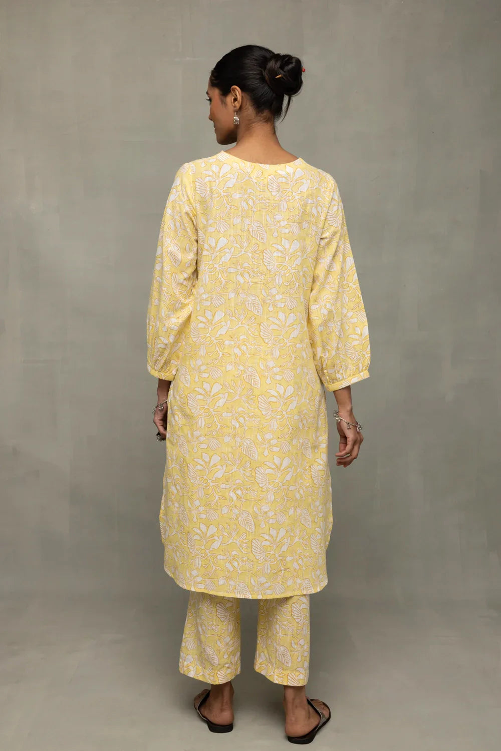 Yellow Gul Jaal Hand Block Print Co-Ord Set | SHOBITAM