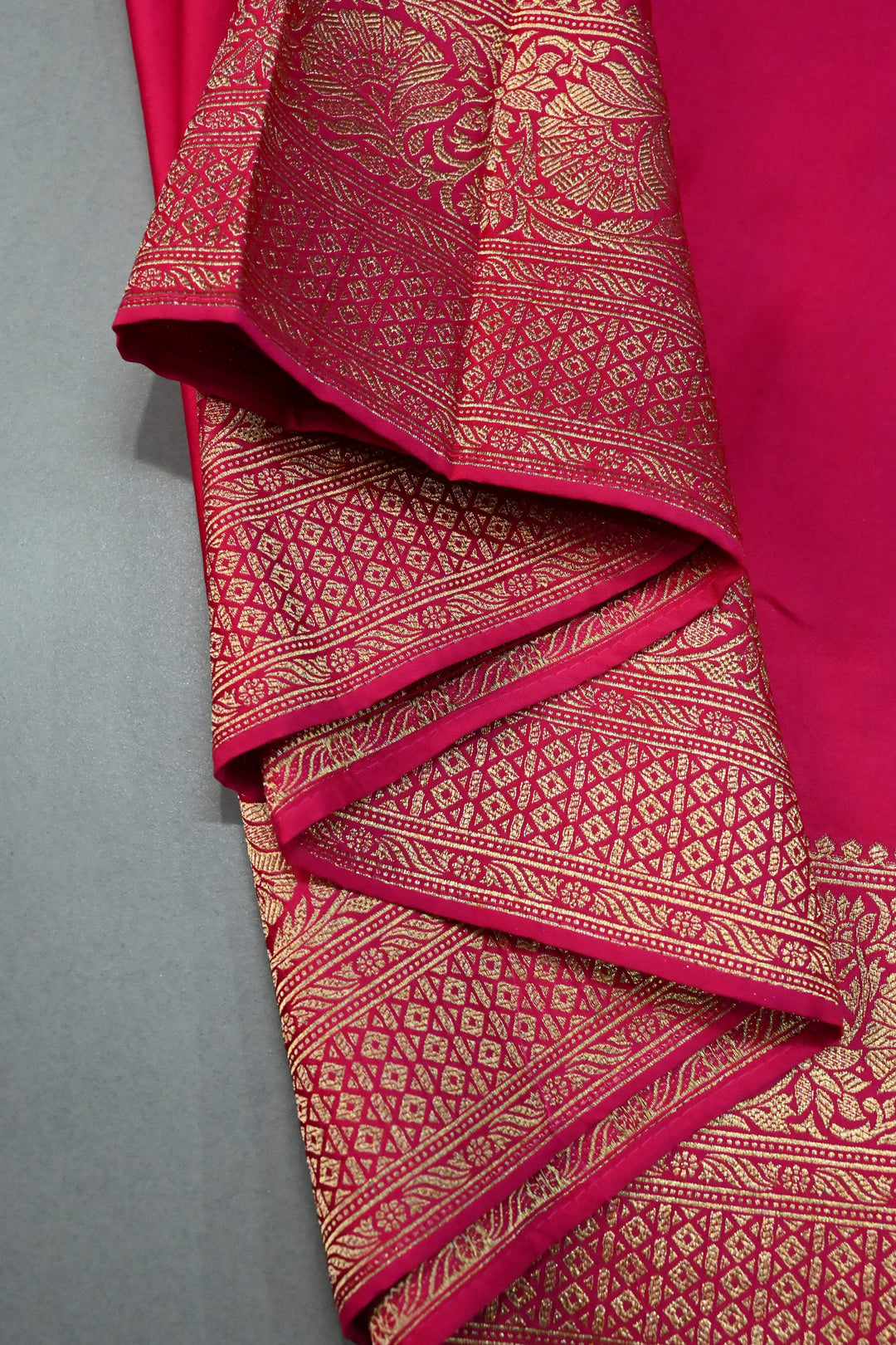 Shades Of Pink Vegan Viscose Silk Saree with Floral Zari Border | SHOBITAM