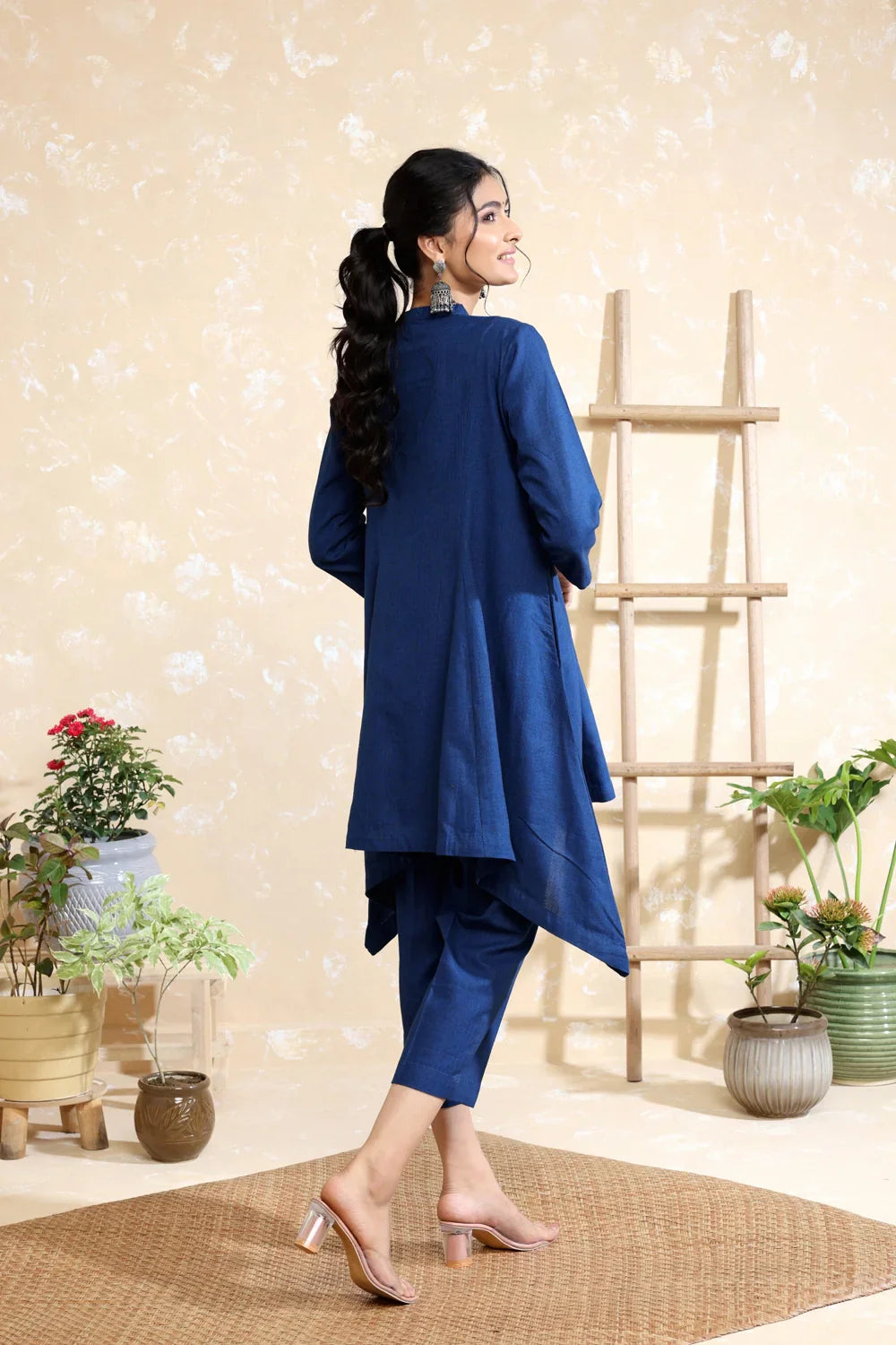 Navy Blue Khadi Co-ord Set | SHOBITAM