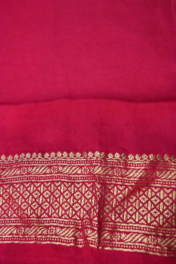 Shades Of Pink Vegan Viscose Silk Saree with Floral Zari Border | SHOBITAM