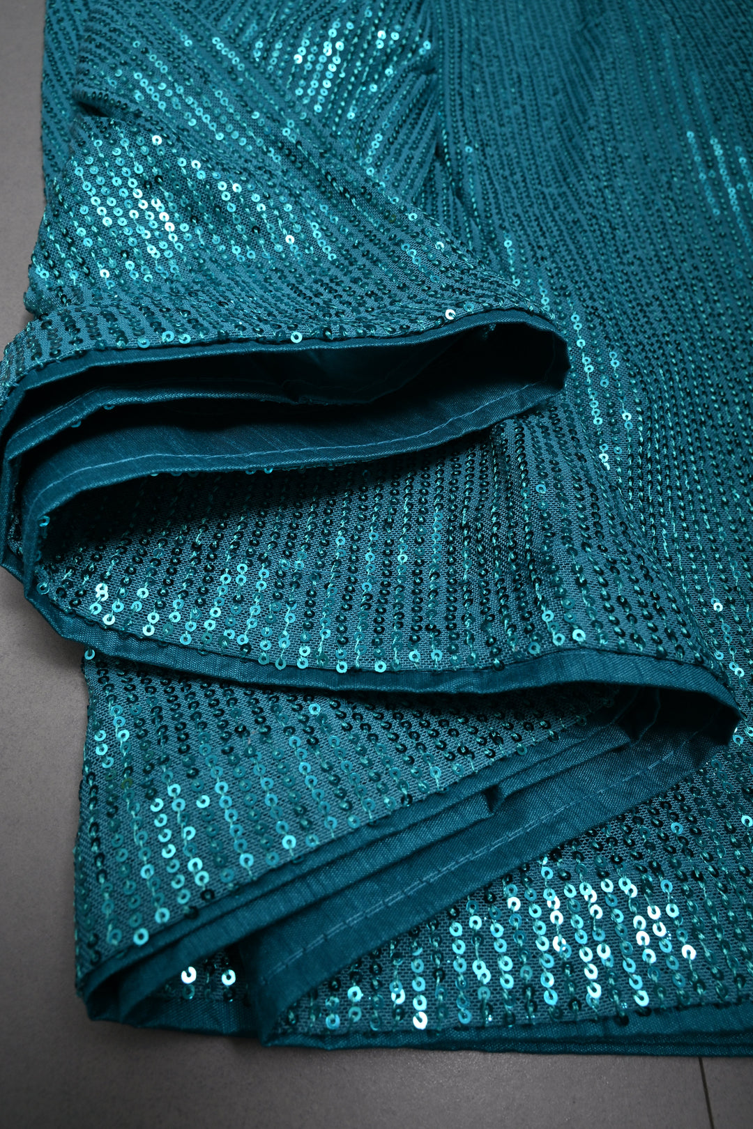 Teal Blue Full Sequins Embellished on Net Partywear Saree | SHOBITAM