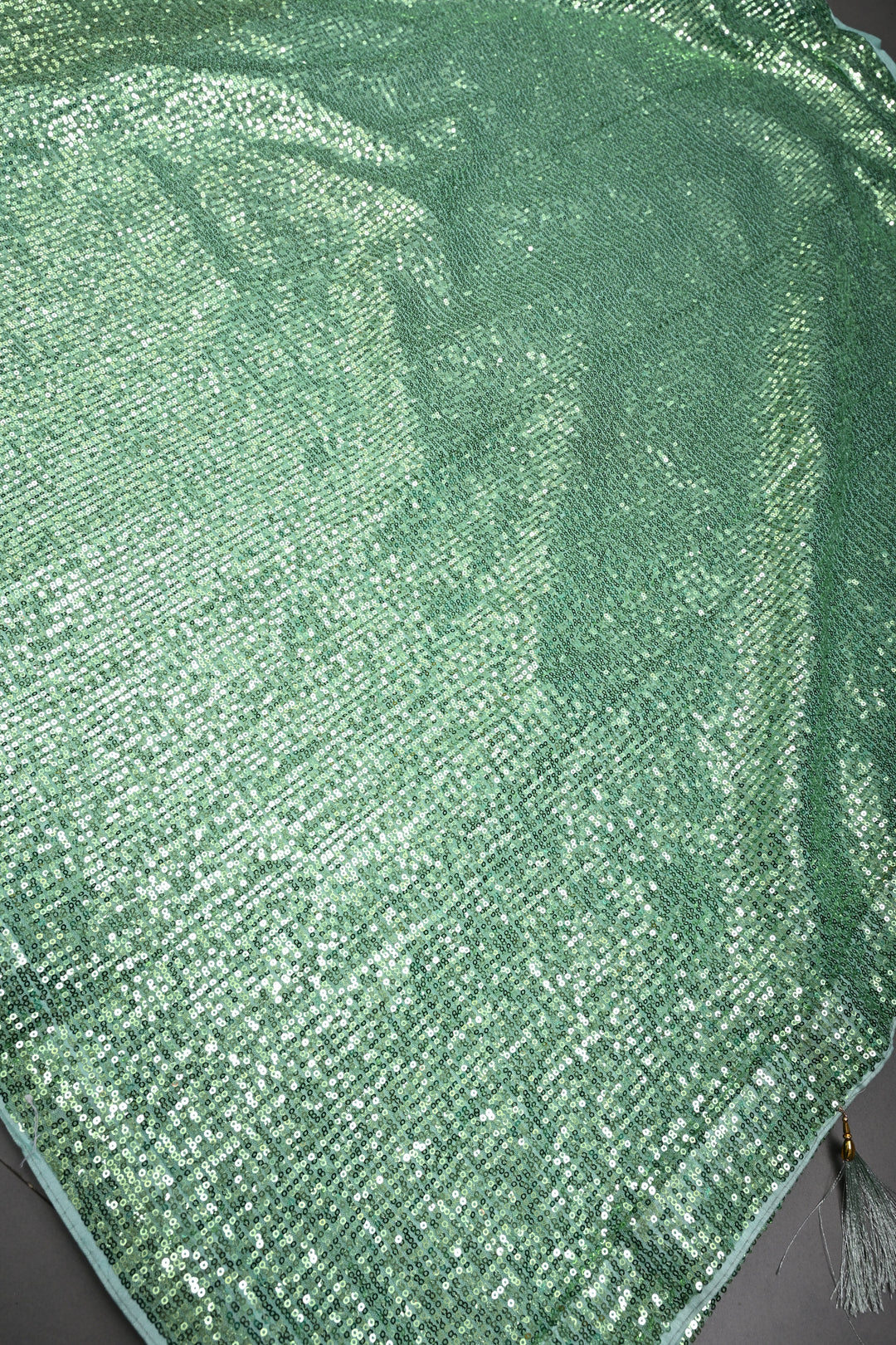Pista Green Full Sequins Embellished on Net Partywear Saree | SHOBITAM