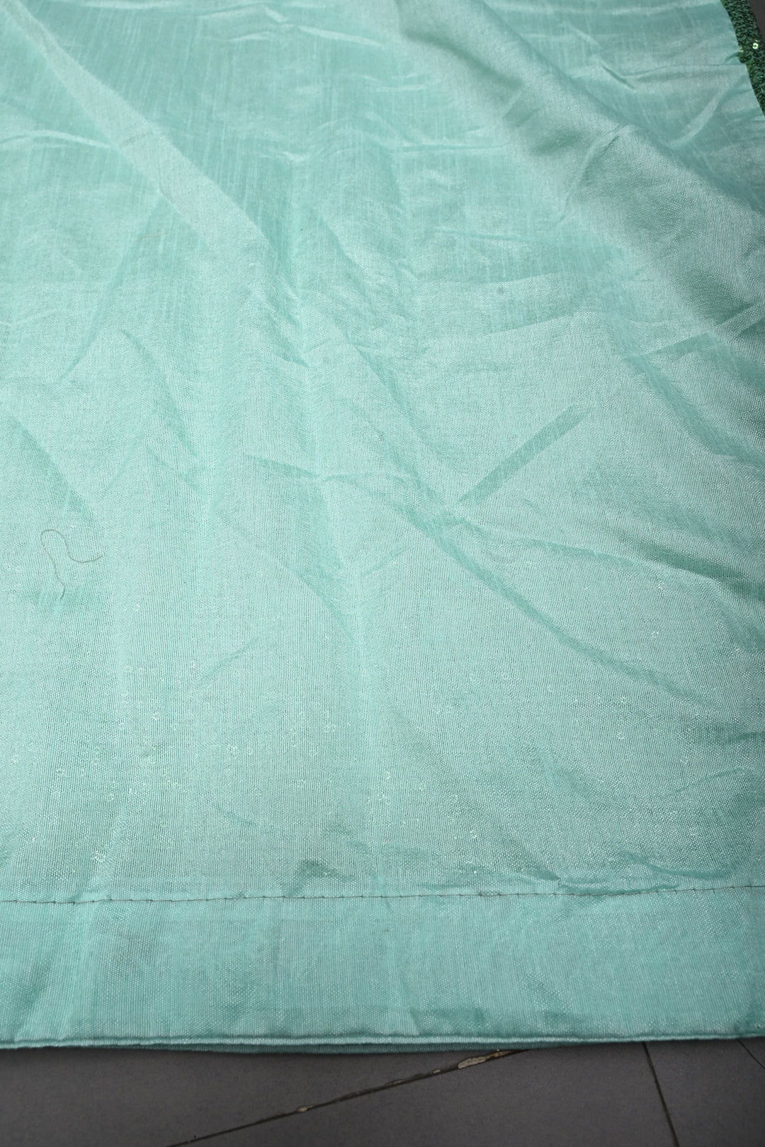Pista Green Full Sequins Embellished on Net Partywear Saree | SHOBITAM