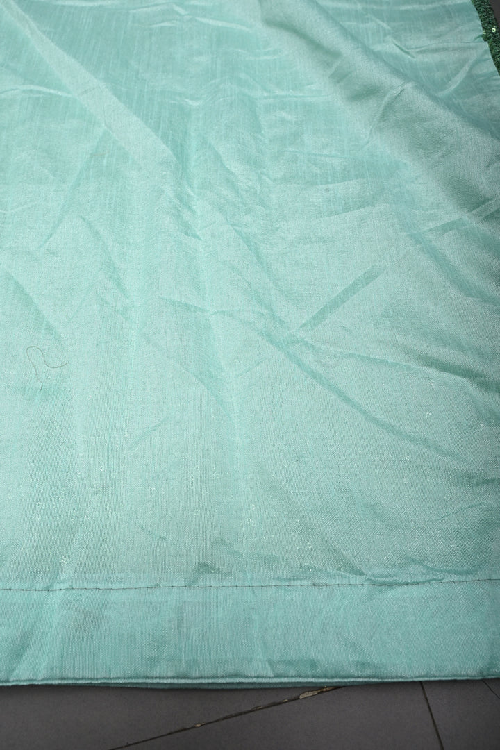 Pista Green Full Sequins Embellished on Net Partywear Saree | SHOBITAM