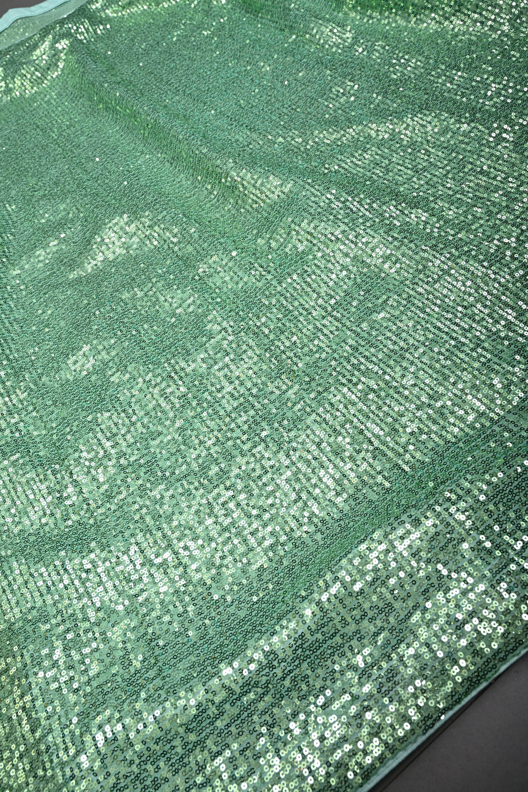 Pista Green Full Sequins Embellished on Net Partywear Saree | SHOBITAM