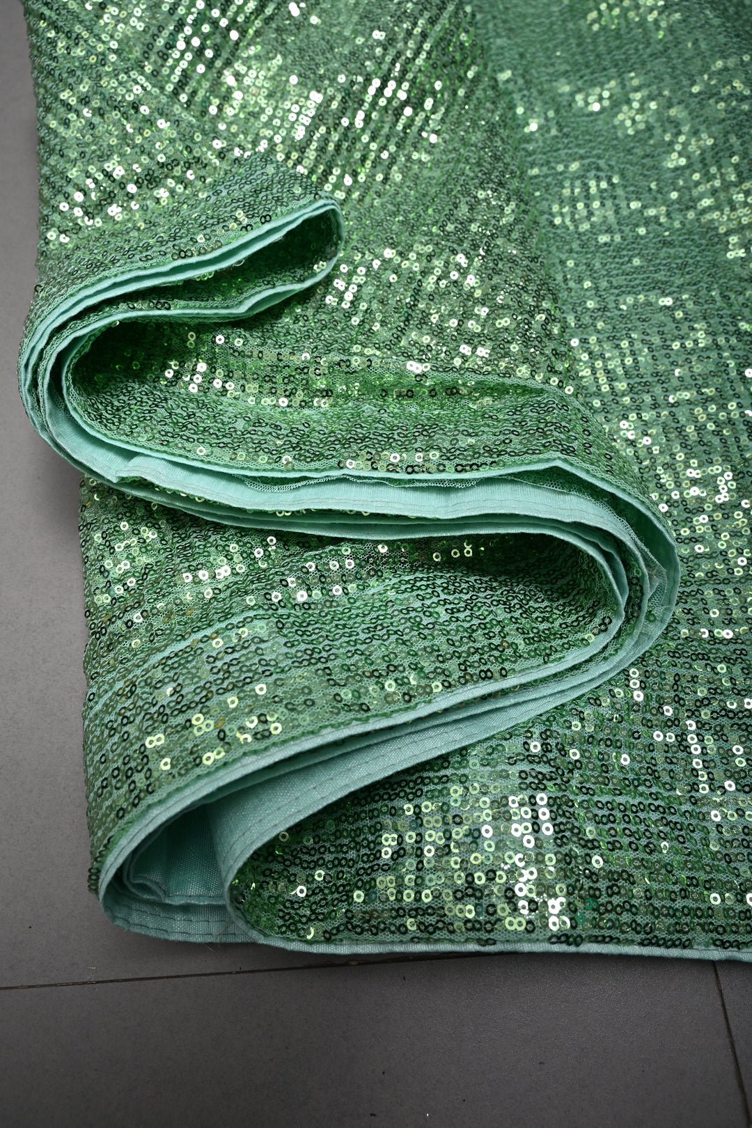 Pista Green Full Sequins Embellished on Net Partywear Saree | SHOBITAM