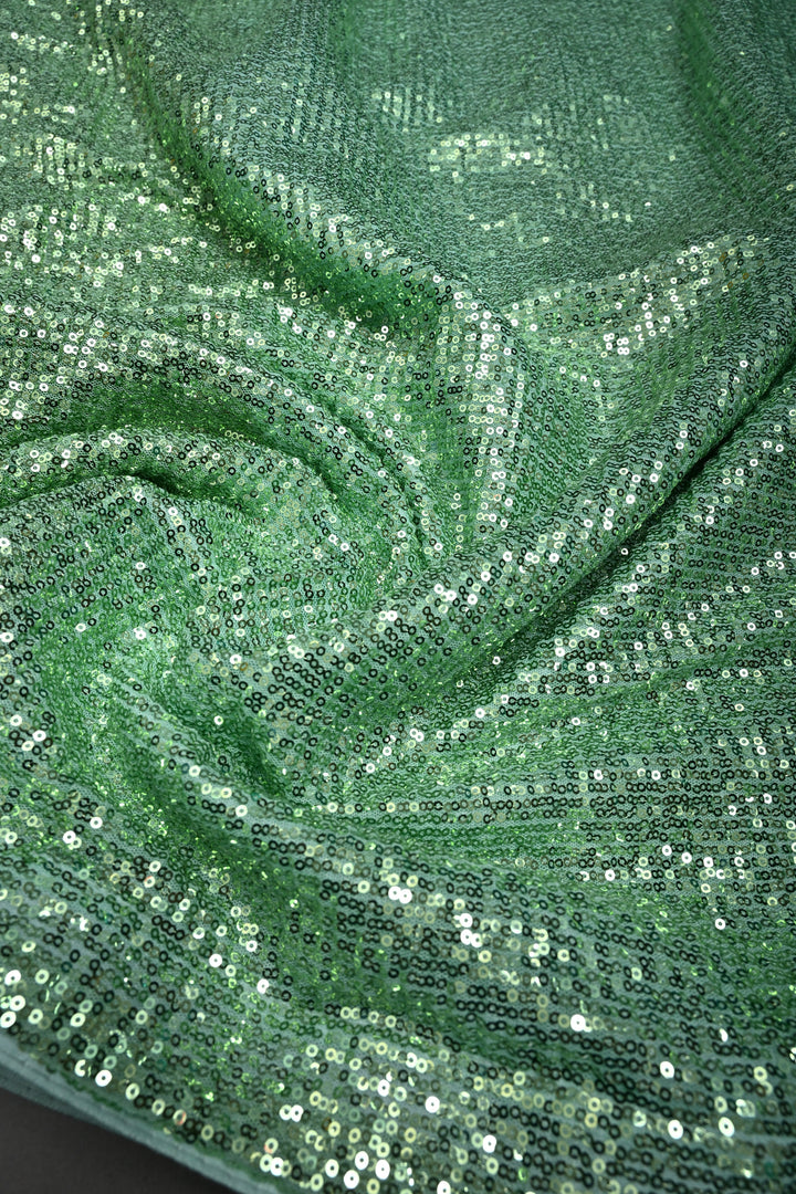 Pista Green Full Sequins Embellished on Net Partywear Saree | SHOBITAM