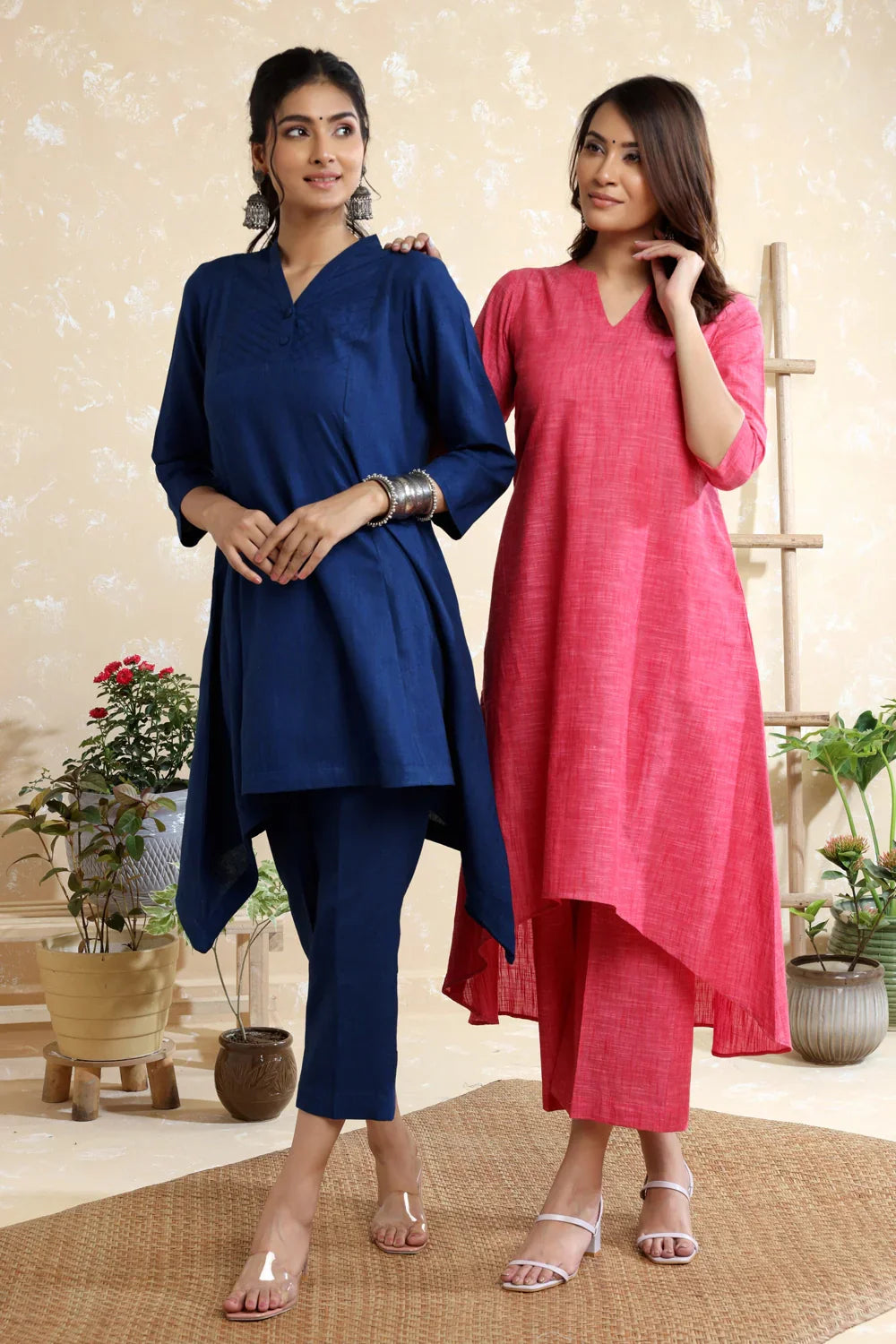 Navy Blue Khadi Co-ord Set | SHOBITAM