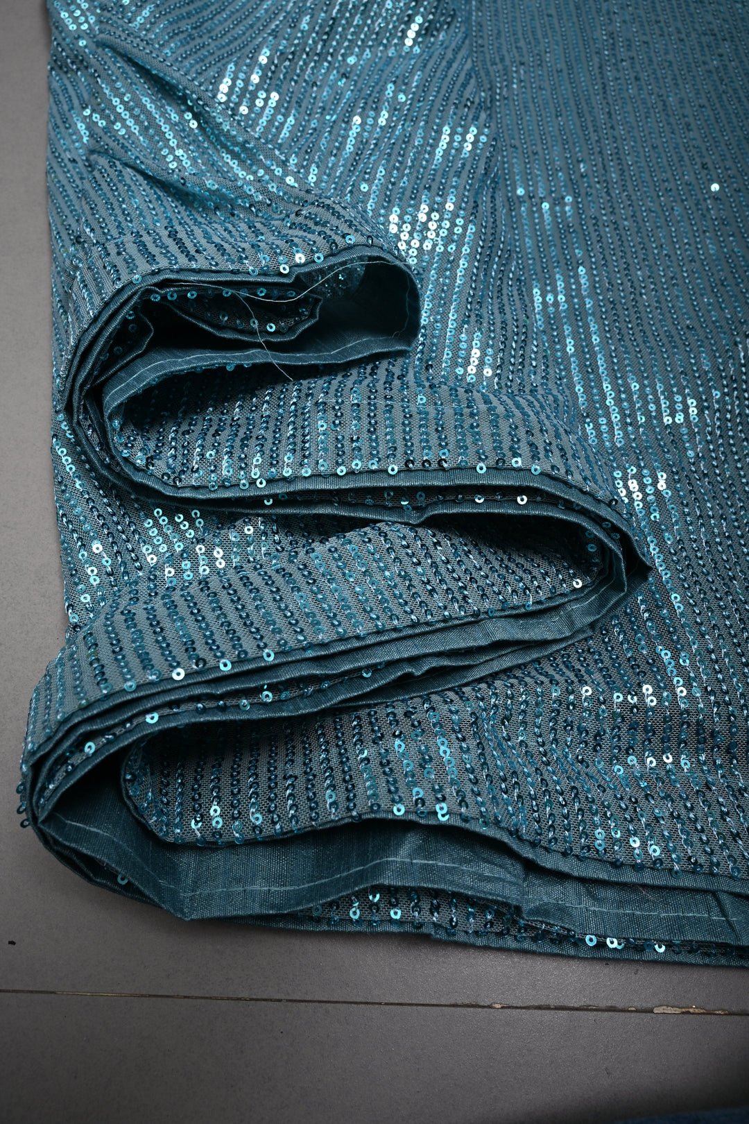 Cyan Full Sequins Embellished on Net Partywear Saree | SHOBITAM
