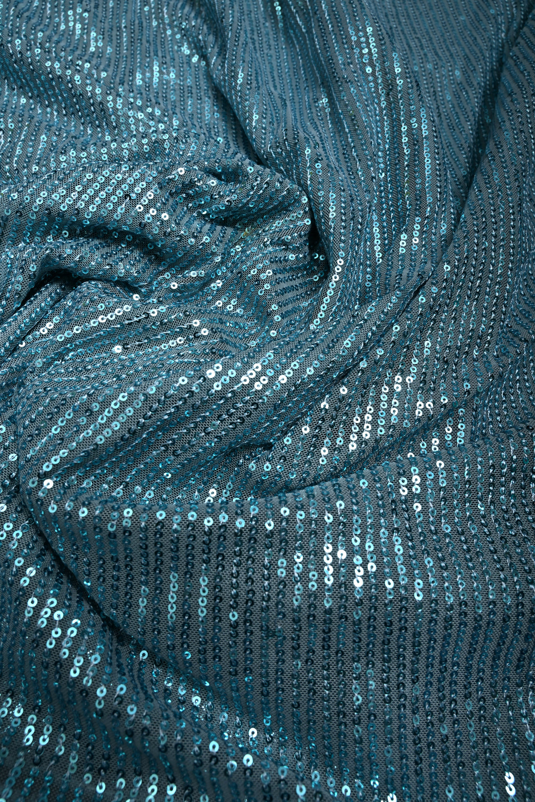 Cyan Full Sequins Embellished on Net Partywear Saree | SHOBITAM