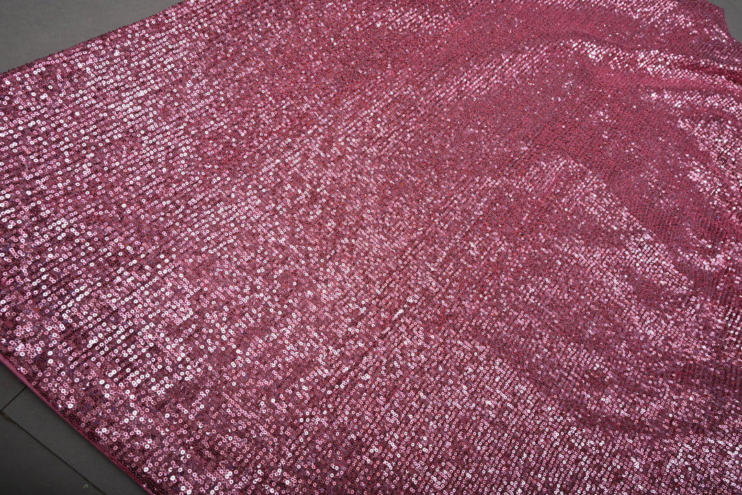 Dusty Rose Full Sequins Embellished on Net Partywear Saree | SHOBITAM