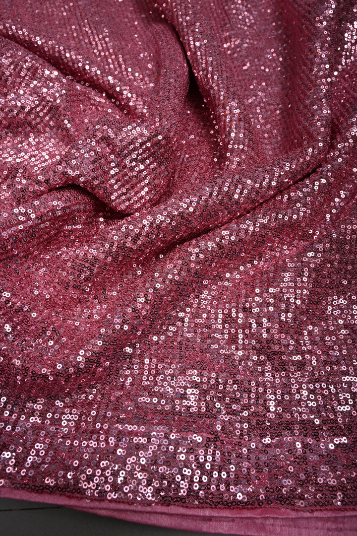 Dusty Rose Full Sequins Embellished on Net Partywear Saree | SHOBITAM