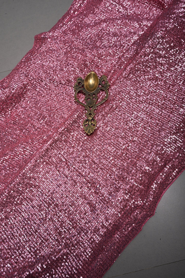 Dusty Rose Full Sequins Embellished on Net Partywear Saree | SHOBITAM
