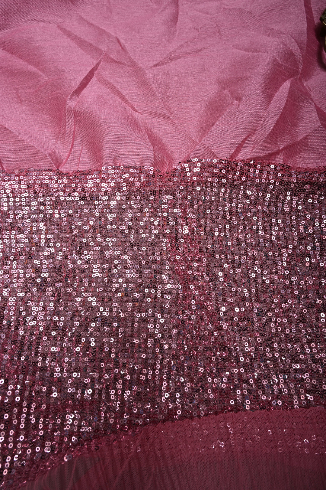 Rose Pink Full Sequins Embellished on Net Partywear Saree | SHOBITAM