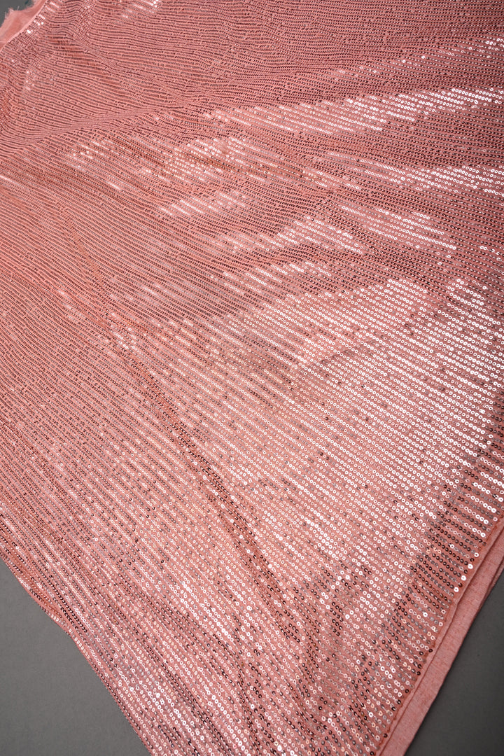Peach Full Sequins Embellished on Net Partywear Saree | SHOBITAM
