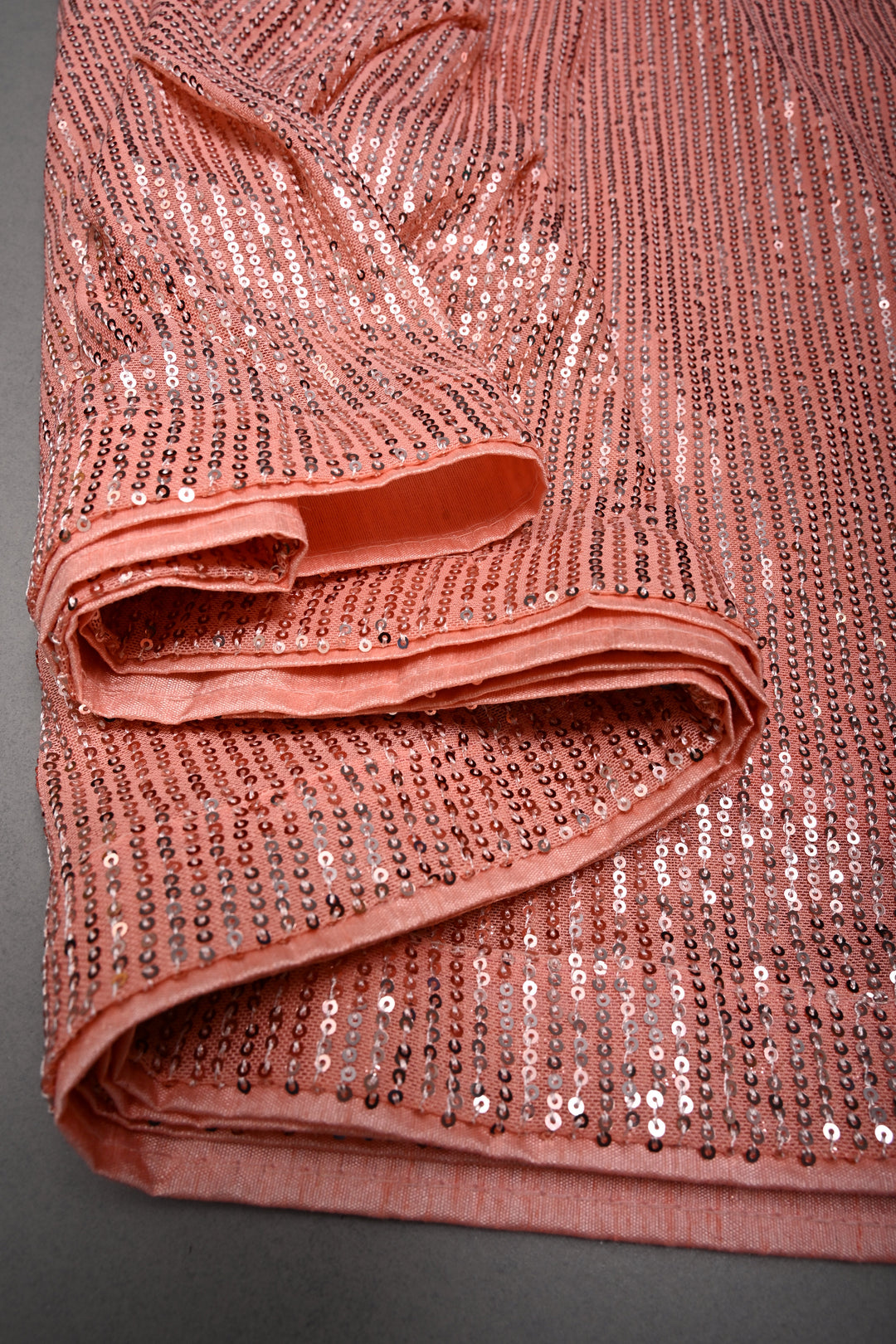 Peach Full Sequins Embellished on Net Partywear Saree | SHOBITAM