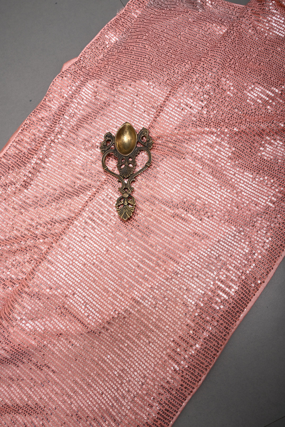 Peach Full Sequins Embellished on Net Partywear Saree | SHOBITAM