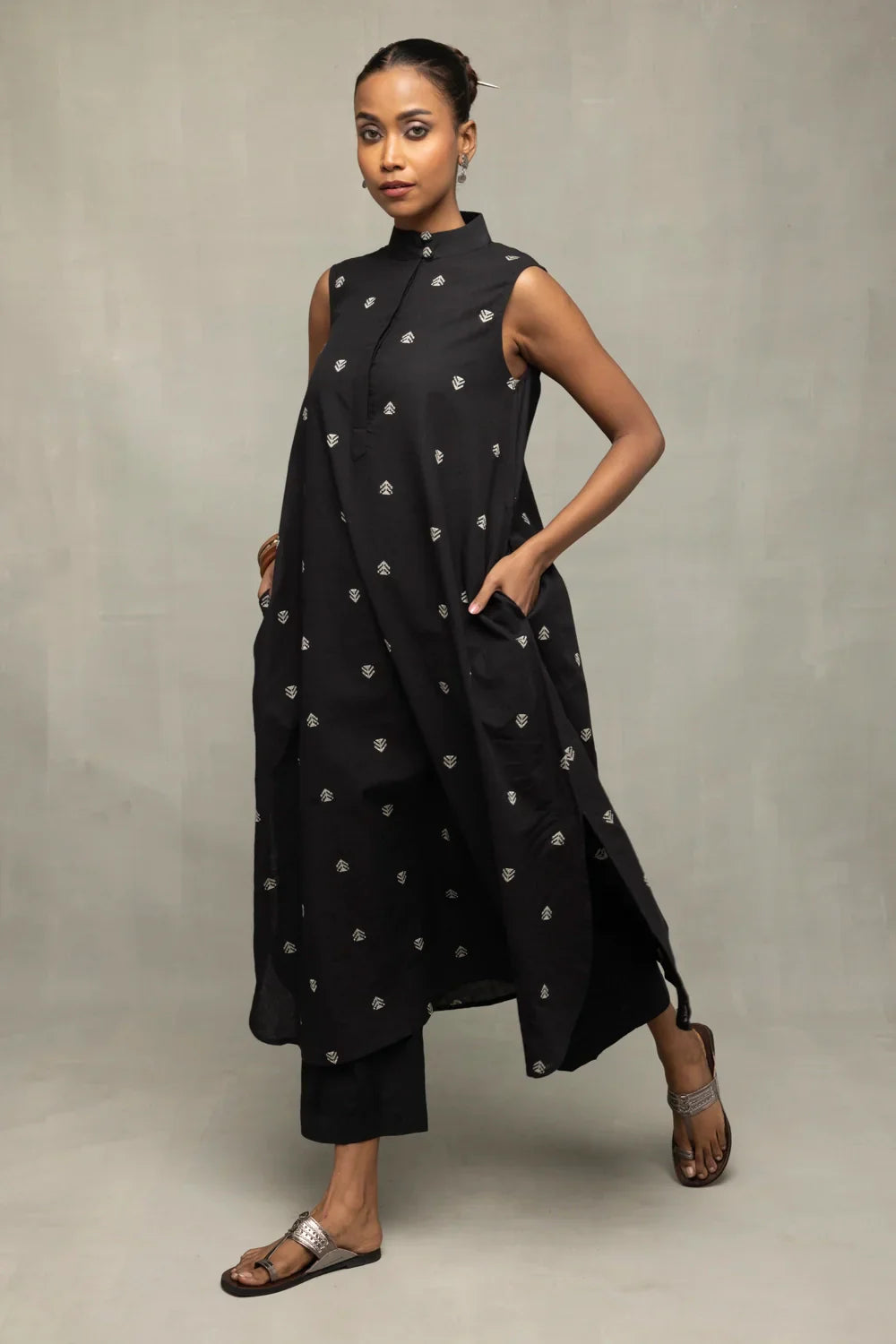 Black Gulnaar Woven Co-Ord Set | SHOBITAM