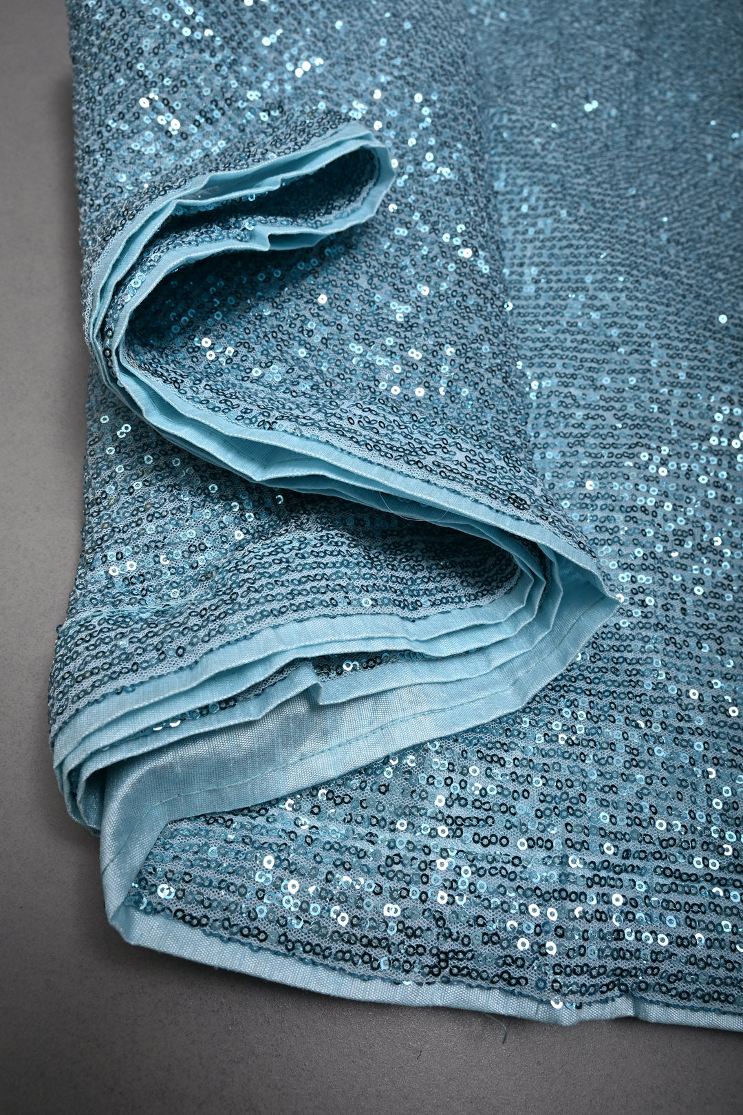 Aqua Blue Full Sequins Embellished on Net Partywear Saree | SHOBITAM