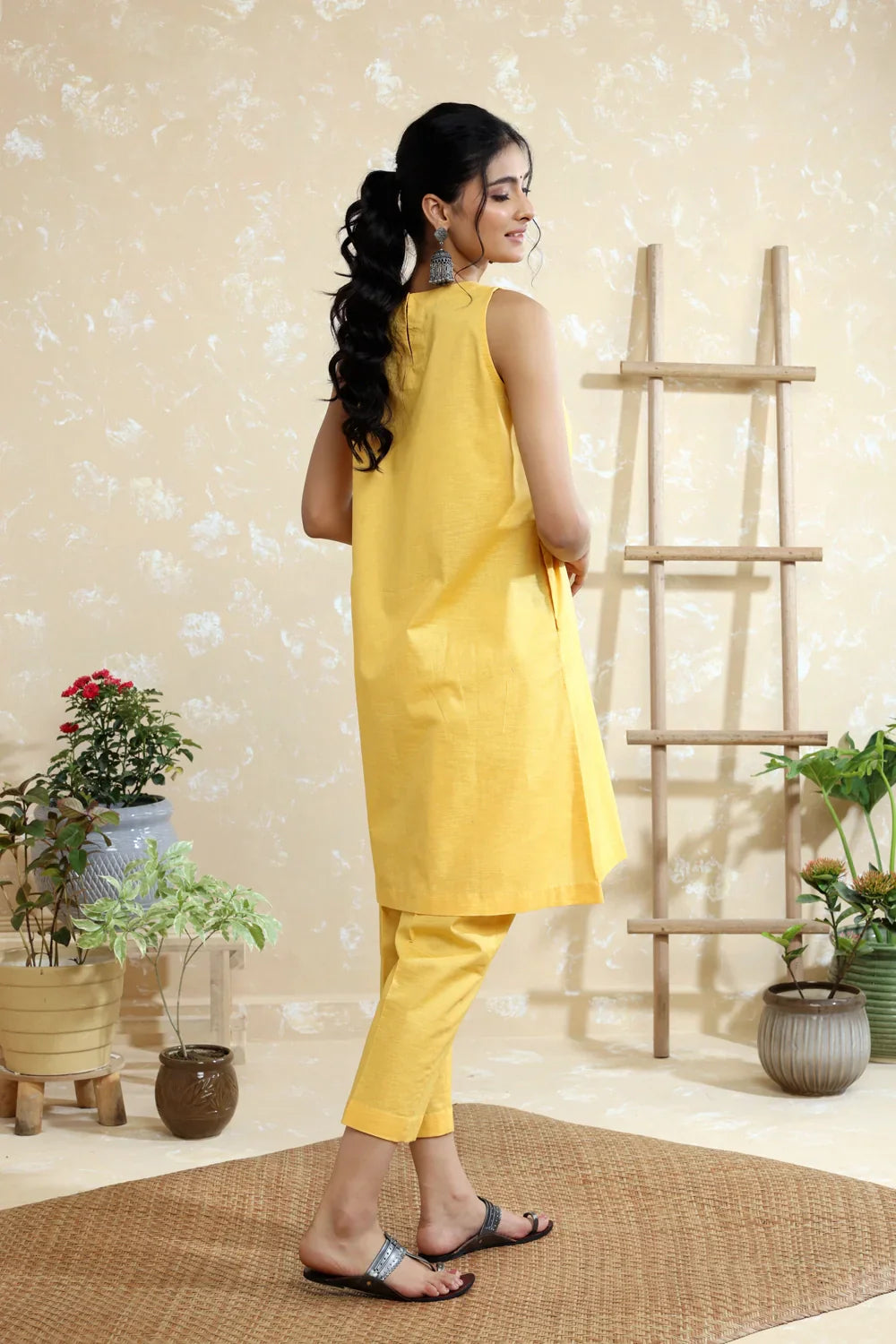 Yellow Cotton Linen Co-ord Set | SHOBITAM