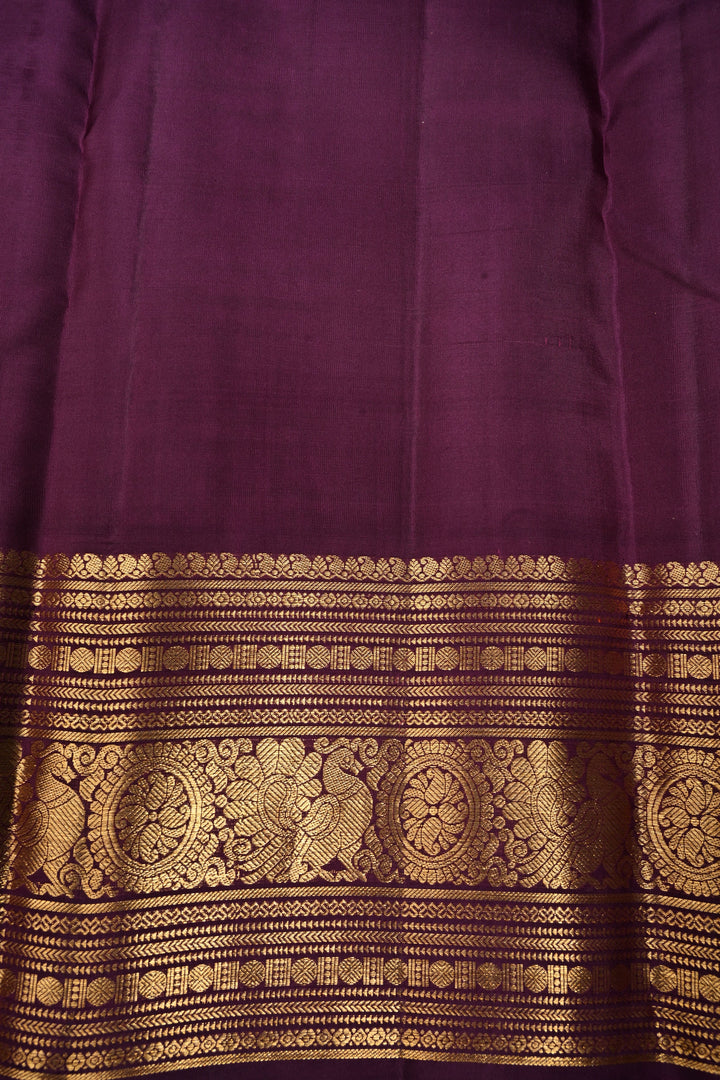 Plum Zari Checks on Gadwal Silk Saree with Zari Border | SILK MARK CERTIFIED | SHOBITAM