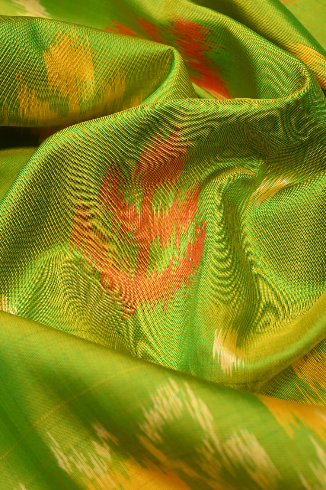 Parrot Green Jugalbandi Ikkat Gadwal Silk Saree with Birds Design and Contrast Paisley Zari Border | SILK MARK CERTIFIED | SHOBITAM
