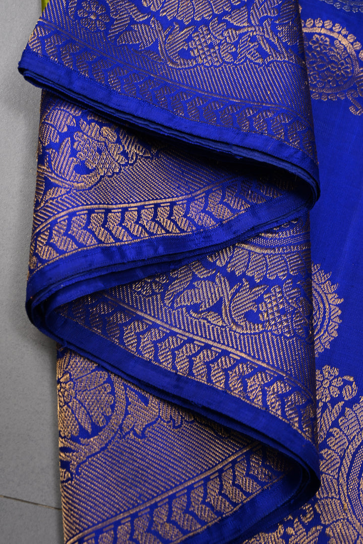 Parrot Green Jugalbandi Ikkat Gadwal Silk Saree with Birds Design and Contrast Paisley Zari Border | SILK MARK CERTIFIED | SHOBITAM