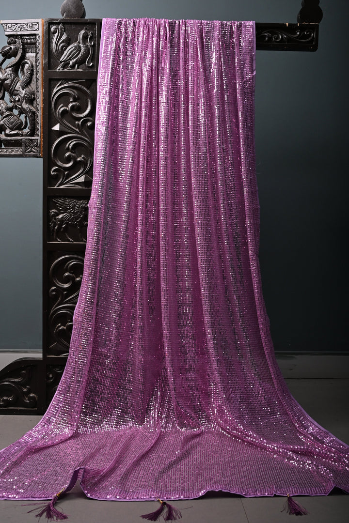 Amethyst Full Sequins Embellished on Net Partywear Saree | SHOBITAM