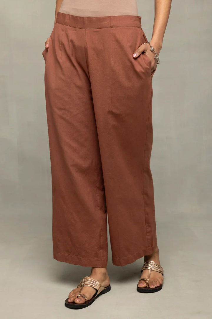 Handloom Chocolate Brown Absract Ikkat Co-ord Set | SHOBITAM