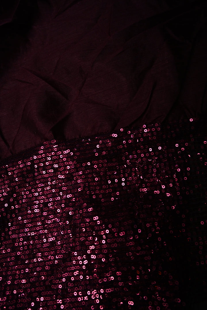 Wine Full Sequins Embellished on Net Partywear Saree | SHOBITAM