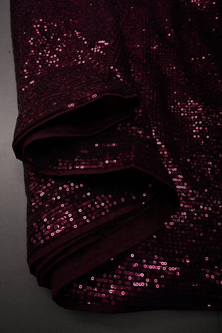 Wine Full Sequins Embellished on Net Partywear Saree | SHOBITAM