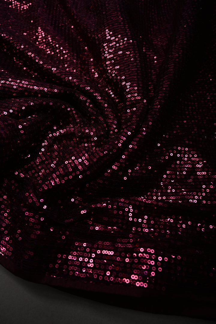 Wine Full Sequins Embellished on Net Partywear Saree | SHOBITAM