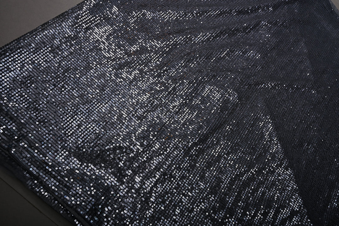 Gray Full Sequins Embellished on Net Partywear Saree | SHOBITAM