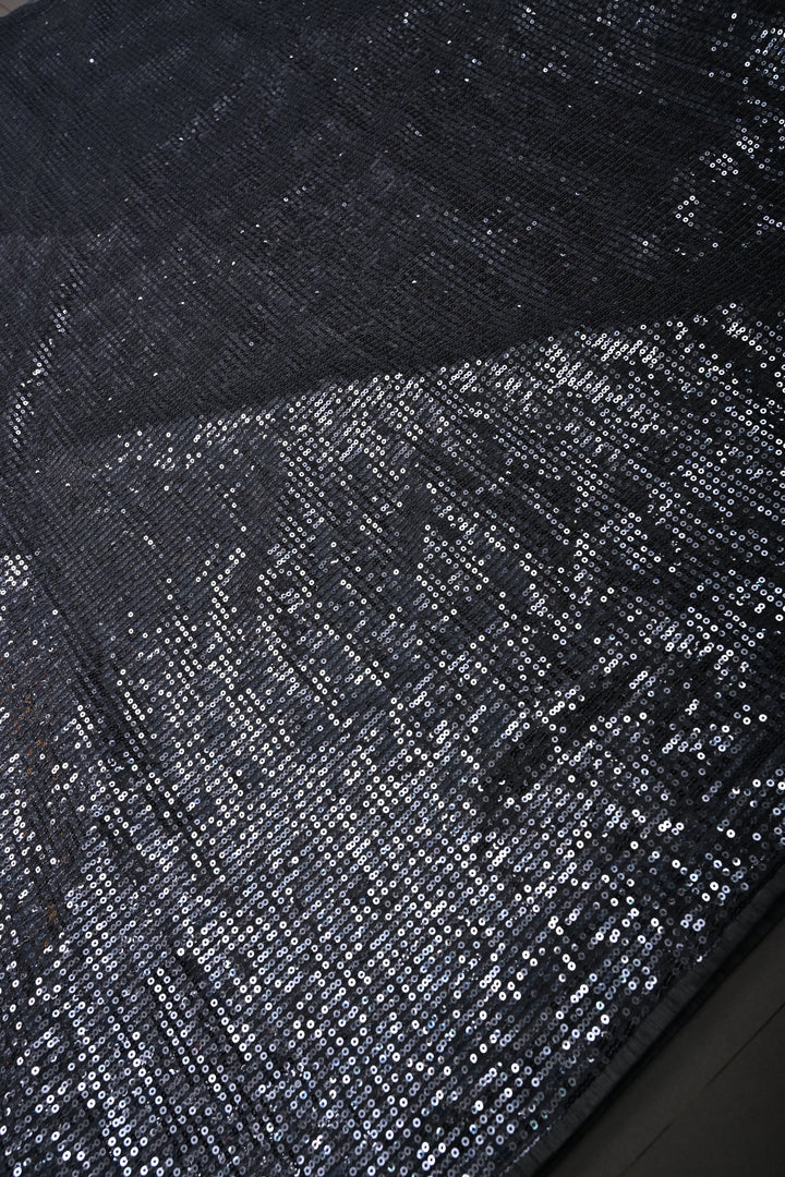 Gray Full Sequins Embellished on Net Partywear Saree | SHOBITAM