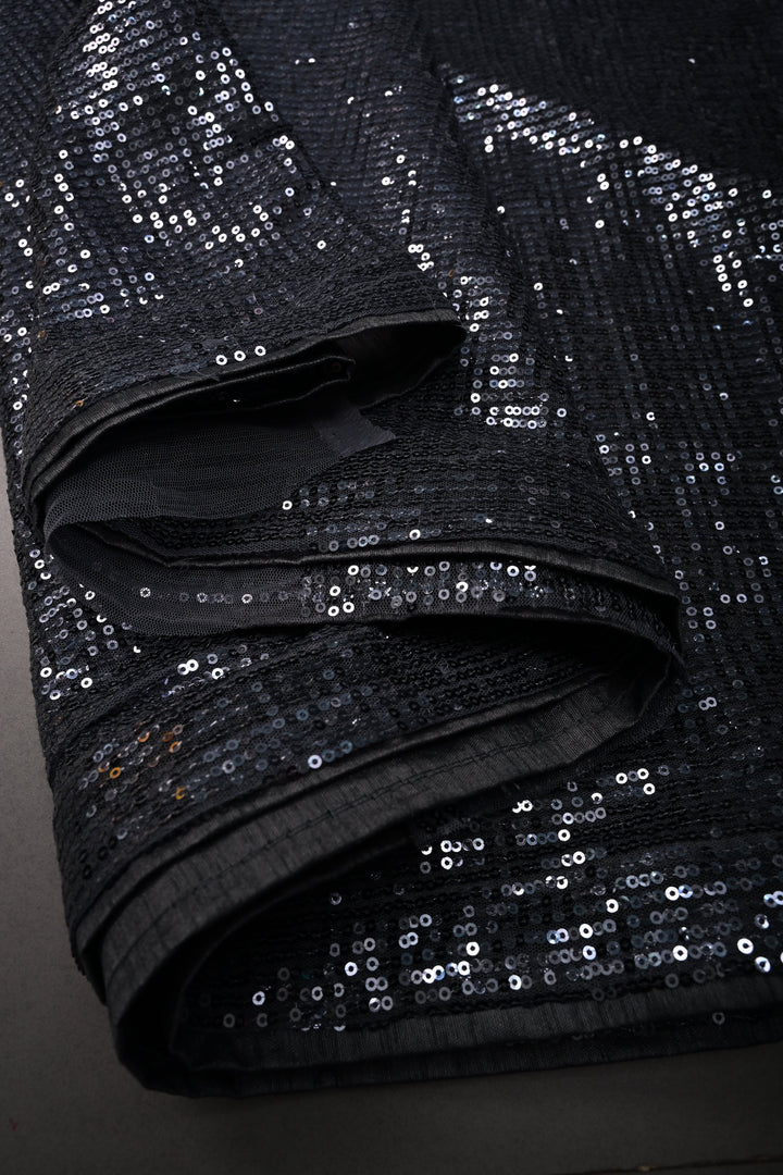 Gray Full Sequins Embellished on Net Partywear Saree | SHOBITAM