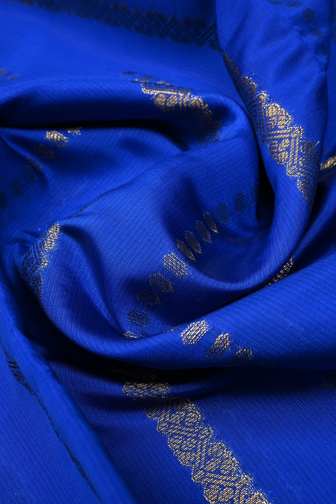Royal Blue Kanjivaram Soft Semi Silk Saree with Ornate Zari Stripes and Rettaipet Zari Border | SHOBITAM