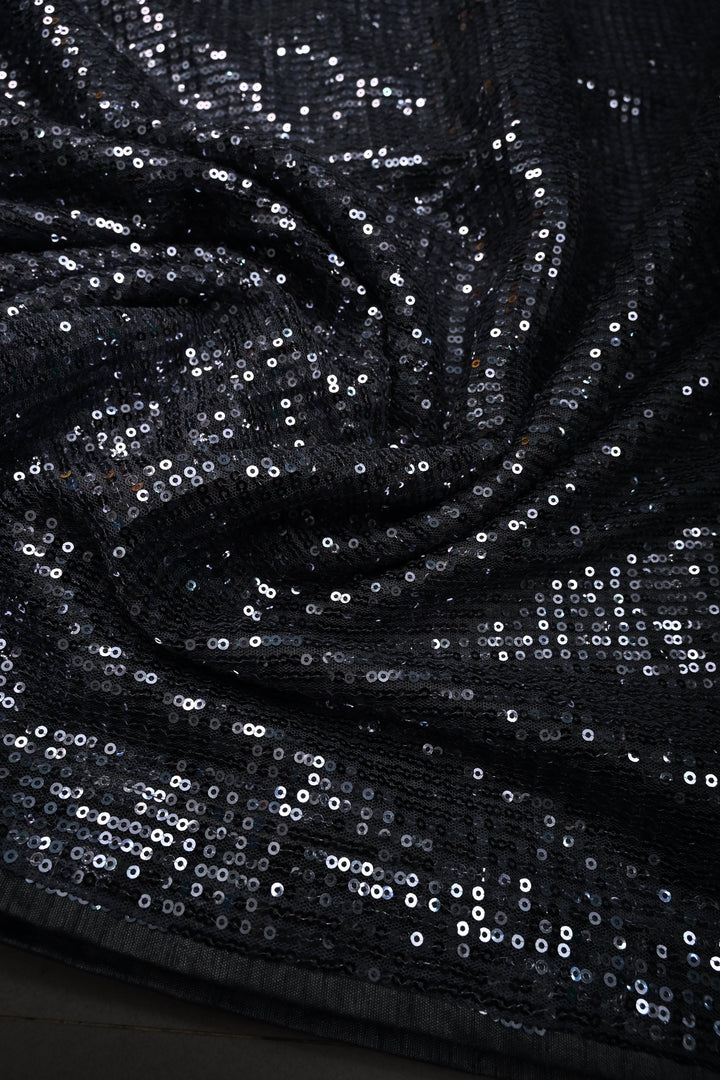 Gray Full Sequins Embellished on Net Partywear Saree | SHOBITAM
