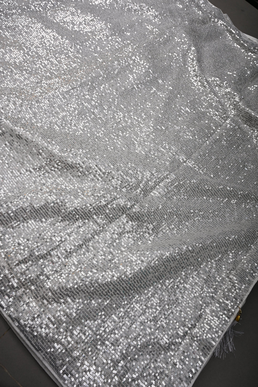 Ivory Full Sequins Embellished on Net Partywear Saree | SHOBITAM