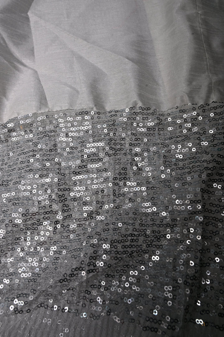 Ivory Full Sequins Embellished on Net Partywear Saree | SHOBITAM