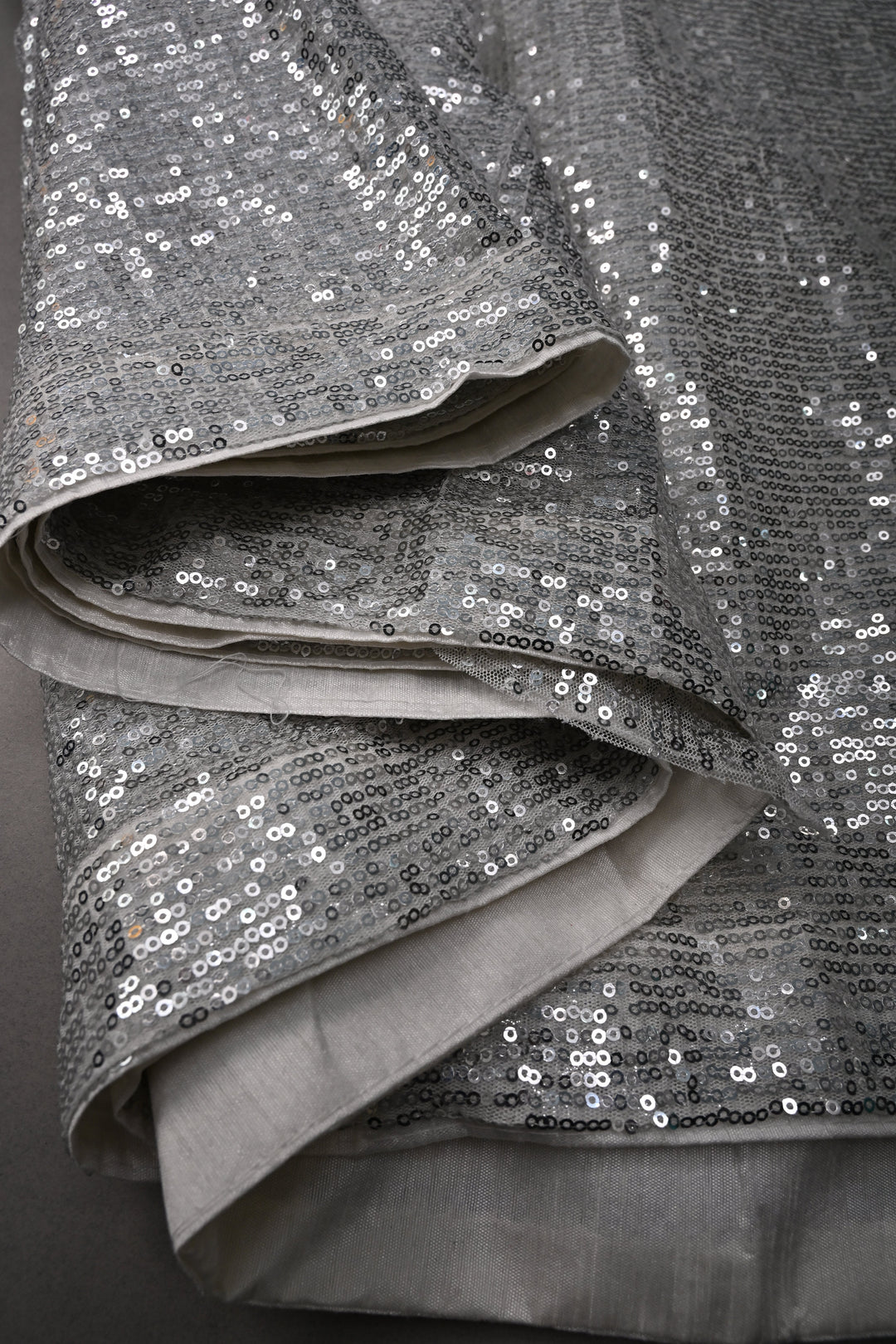 Ivory Full Sequins Embellished on Net Partywear Saree | SHOBITAM